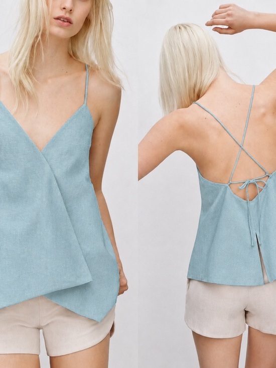 Babaton Tops - 256. Aritzia Jace Light Blue V-Neck Spaghetti Strap Women's Top